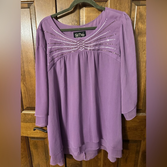 Bob Mackie Wearable Art Lavender Sequin Blouse Size Large - Picture 1 of 8